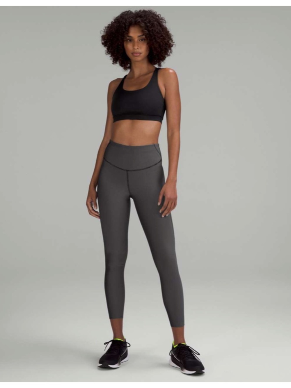 Lululemon Base Pace High-Rise Tight 25" Two-Tone Ribbed Black / Gull Grey Size 6